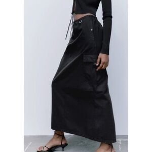 Zara Cargo Pocket Maxi Skirt Black